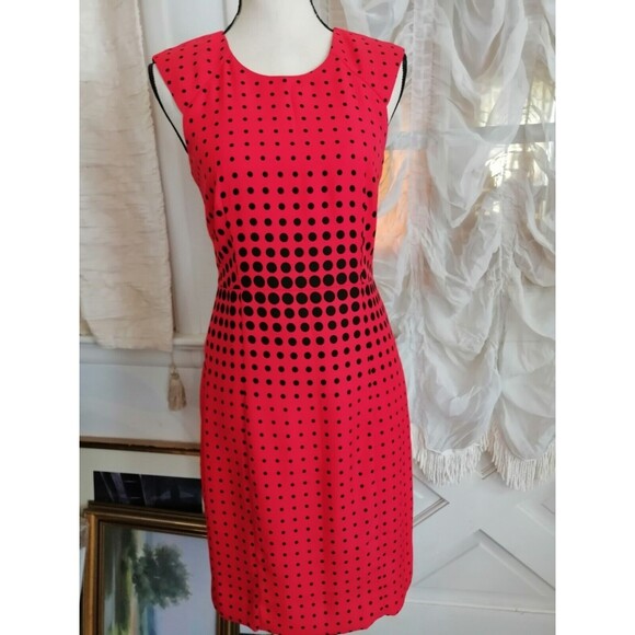 J crew womens size 2 red black polka dot Shift dress Lined - Picture 1 of 3